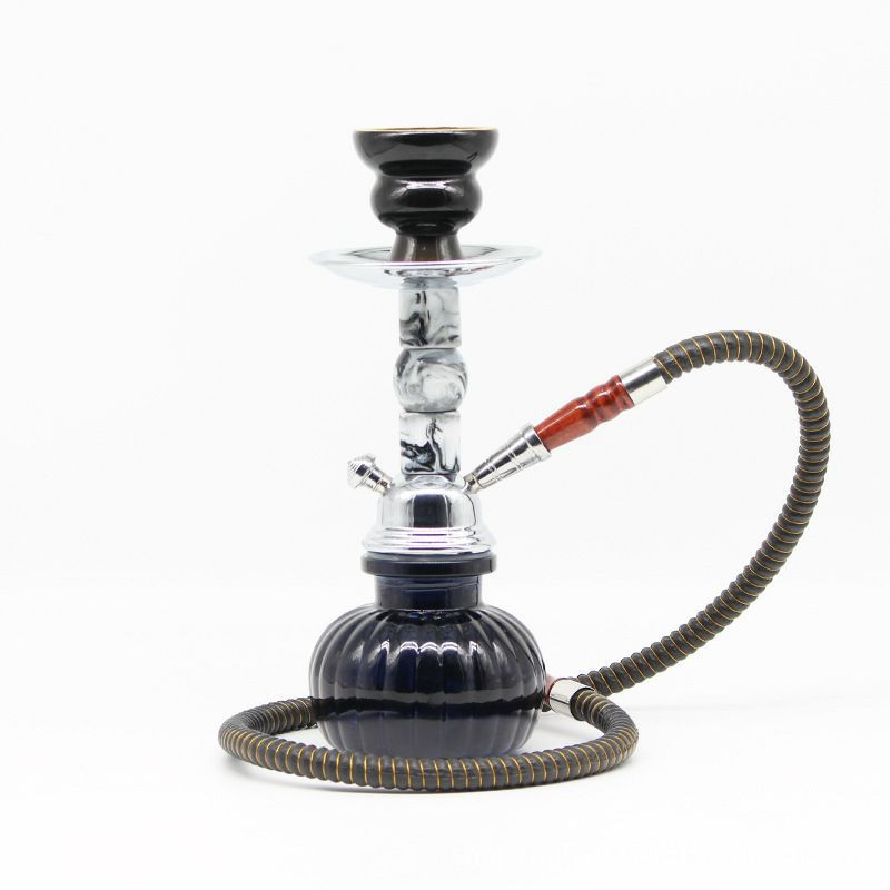 Petite chicha en verre de forme citrouille, mesurant 27 cm de haut pour un poids de 540 g.