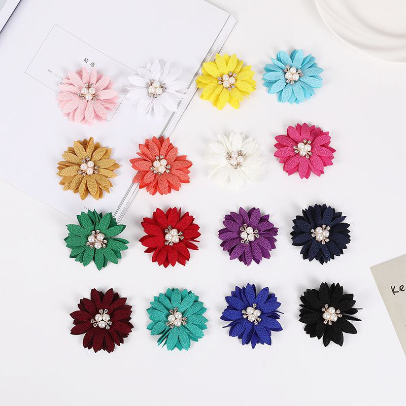 6.5CM accessoires de tore de lin perlé de style coréen accessoires de fleurs exquis cloutés de diamants bricolage vêtements fleurs colorées