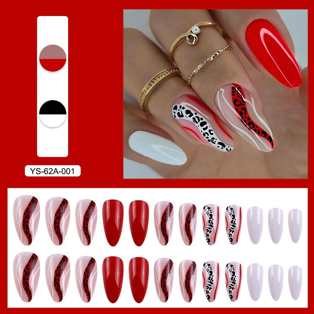 Patchs pour ongles de couleur portables, ongles de manucure amovibles, ongles en forme d'amande moyenne, faux ongles de 24pcs