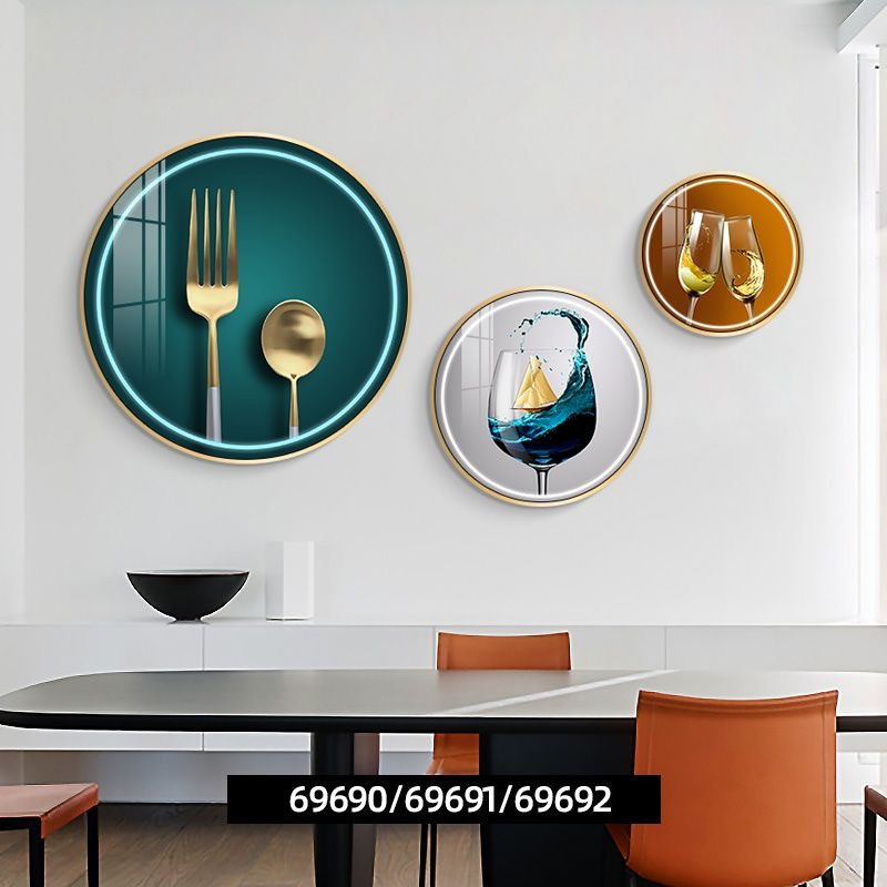 ComOne: Tableau décoratif moderne simple table à manger ronde triple mur table à manger salon fond mur maison murale - Petite taille