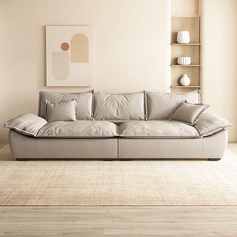 Canapé de voile en tissu de technologie de luxe léger de style italien pour petit appartement, salon, maison minimaliste moderne - canapé trois places à rangée droite