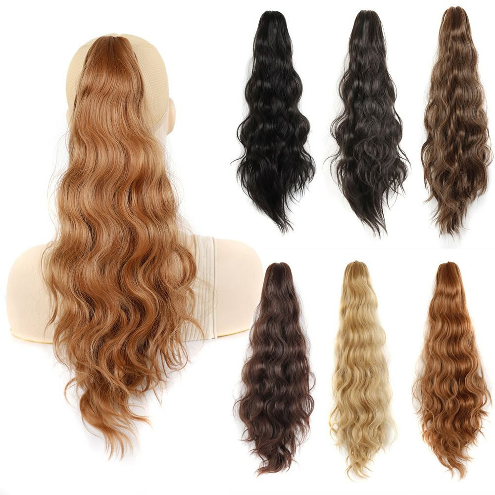 Nouveau style multi-couleurs extensions de cheveux en queue de cheval ondulés pièce de cheveux avec pince à griffes