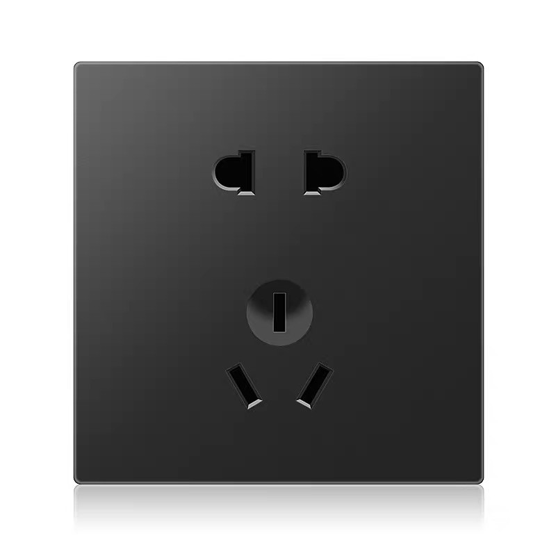 ComOne: Prise électrique International mural noir dissimulé pour ménage - Prise noir simple de luxe - deux trous