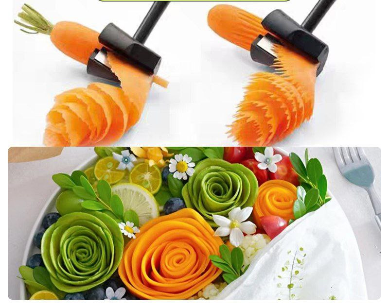 Outil de rasage multifonctionnel spirale fleur bigoudi concombre carotte cuisine créative assiette décoration fleur coupée artefact fruits et légumes