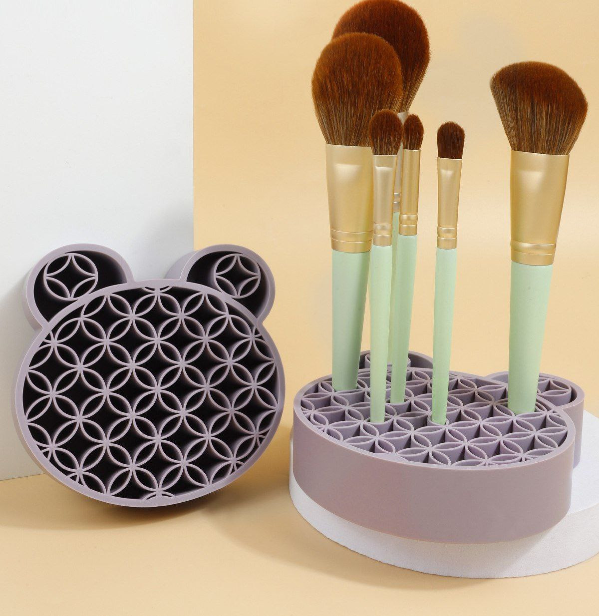 Support de séchage et de rangement pour pinceaux de maquillage Mickey en silicone, Outils de beauté