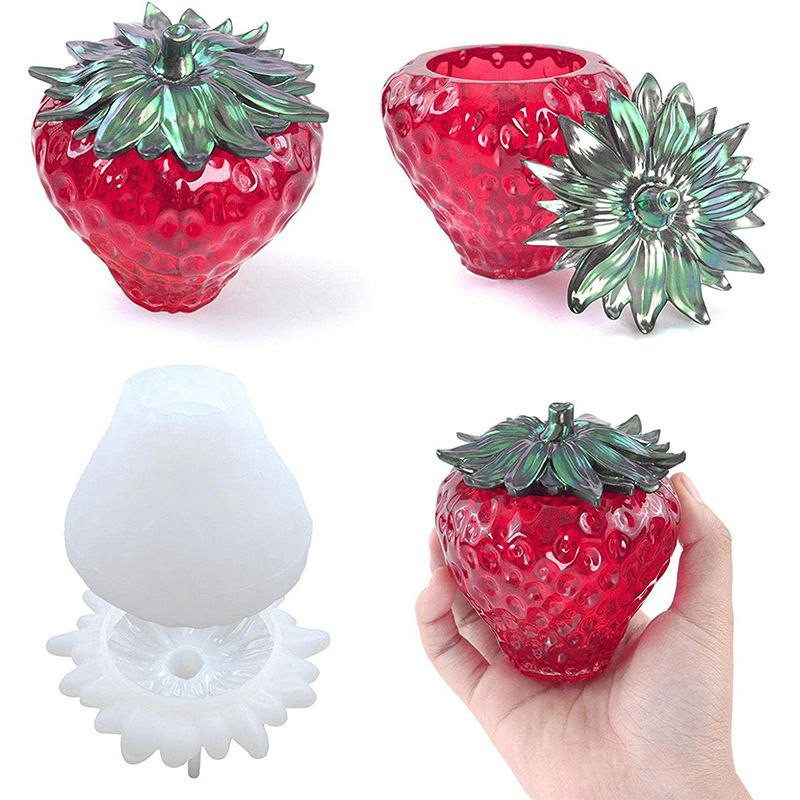 Pot de stockage de fruits de bijoux de colle de cristal de bricolage avec couvercle boîte de stockage de fraises fabricant de moule en silicone en stock