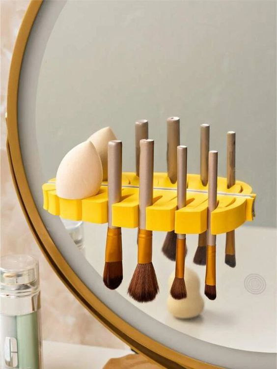 Support de séchage pour pinceaux de maquillage support de rangement suspendu en forme de feuille outils de maquillage pour pinceaux de beauté support de nettoyage et de séchage