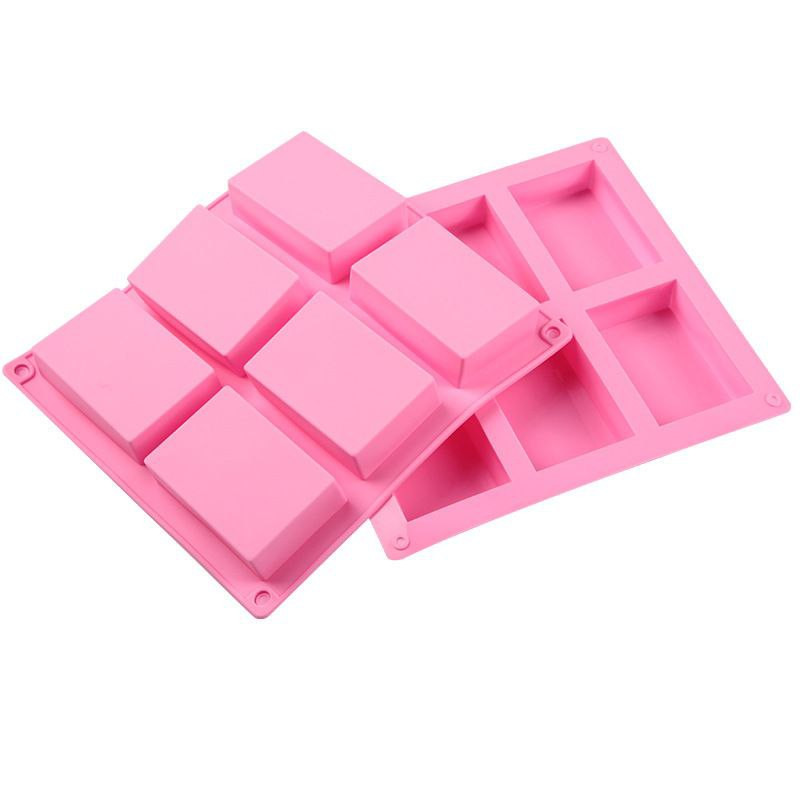 6 carres de moule à gâteau et savon en silicone rectangulaire, moule à savon fait main