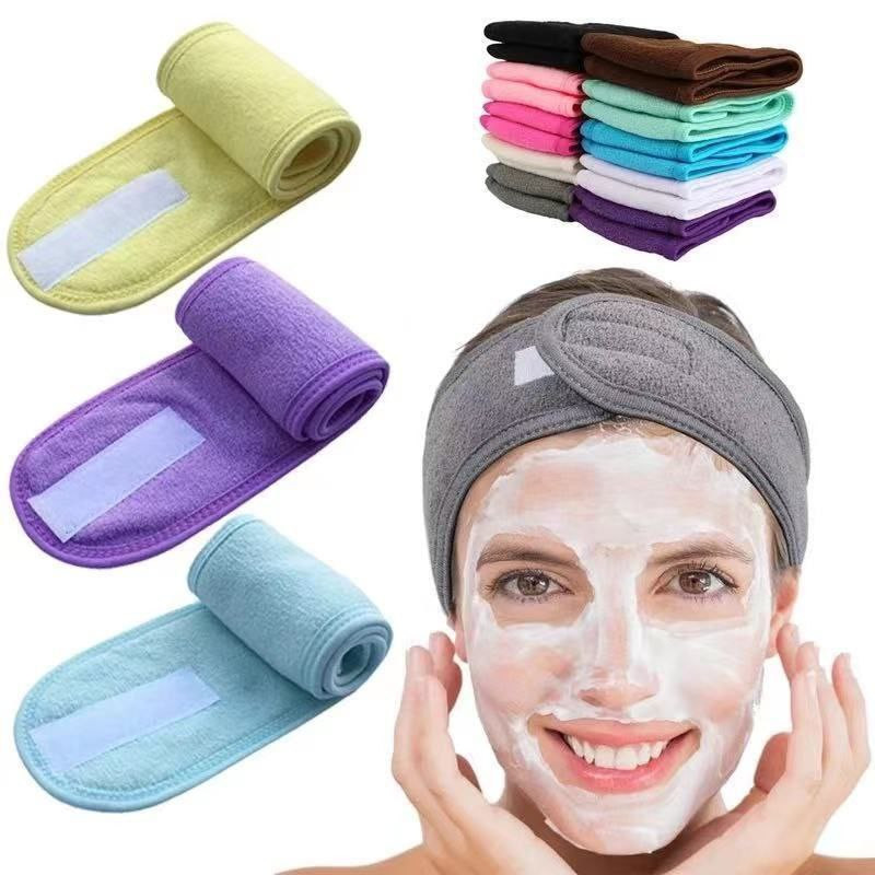 Foulard de confinement pour femme, bandeau de yoga de sport Velcro pour le lavage du visage et le maquillage, bandeau double couche, bandeau de beauté