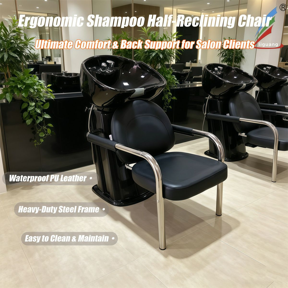 bac à shampoing (ou unité de lavage), un meuble indispensable pour les salons de coiffure et les barbiers.