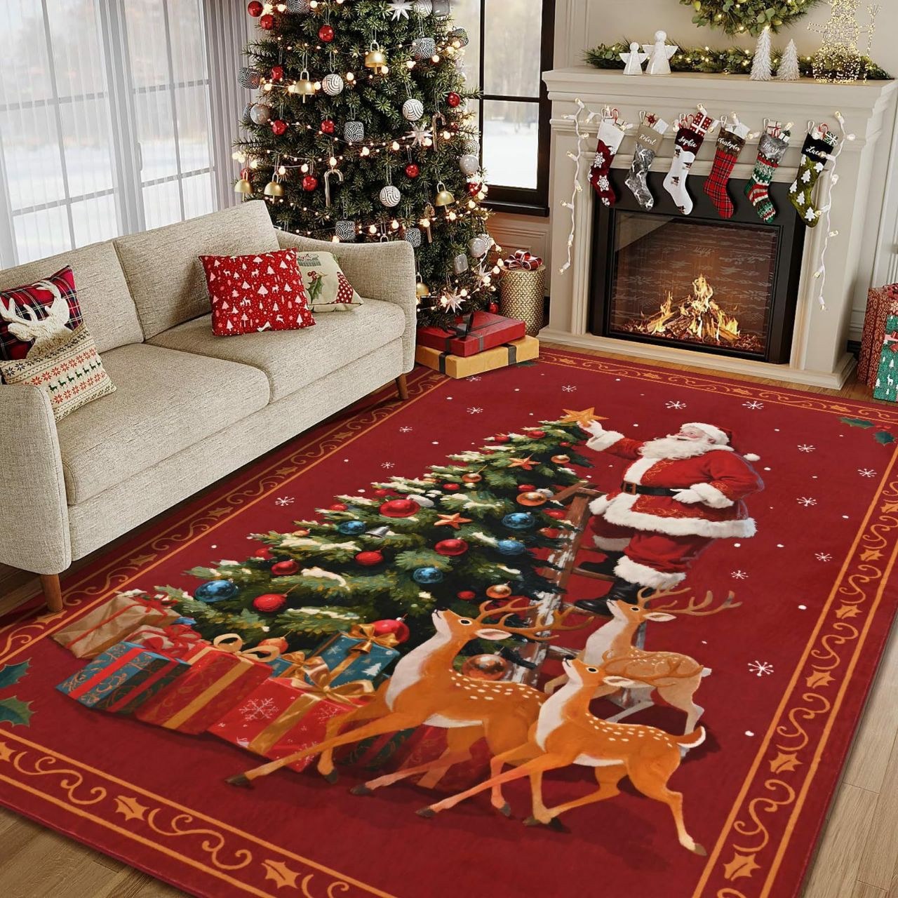 Tapis de sol de Noël imprimé avec motif de sapin de Noël