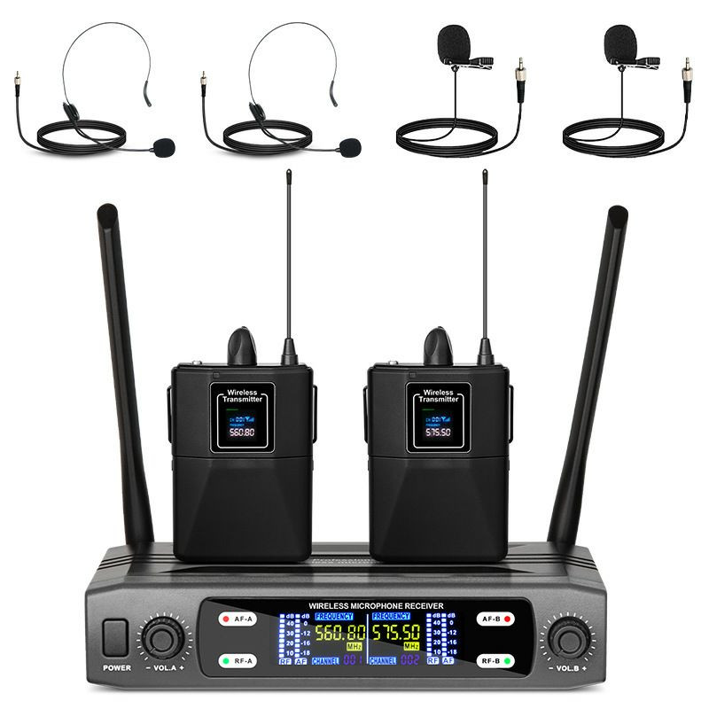 Depusheng X2-Clip, un système de microphone sans fil VHF à double canal qui offre une solution mains libres polyvalente avec des émetteurs de poche (bodypacks).
