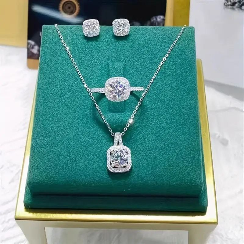 Ensemble de bijoux en zirconium micro-pavé avec pendentif, collier et boucles d'oreilles à la mode, ensemble de trois pièces