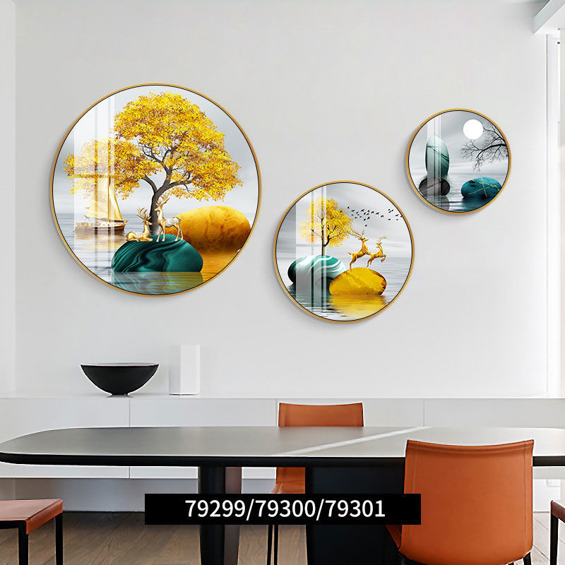 ComOne: Tableau décoratif moderne simple table à manger ronde triple mur table à manger salon fond mur maison murale - Taille moyenne