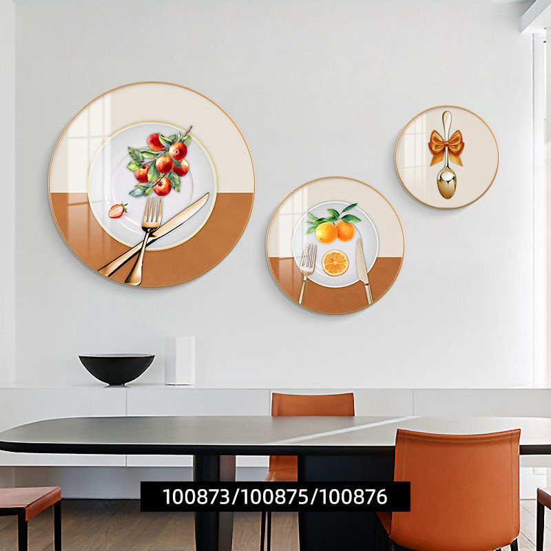 ComOne: Tableau décoratif moderne simple table à manger ronde triple mur table à manger salon fond mur maison murale - Grande taille