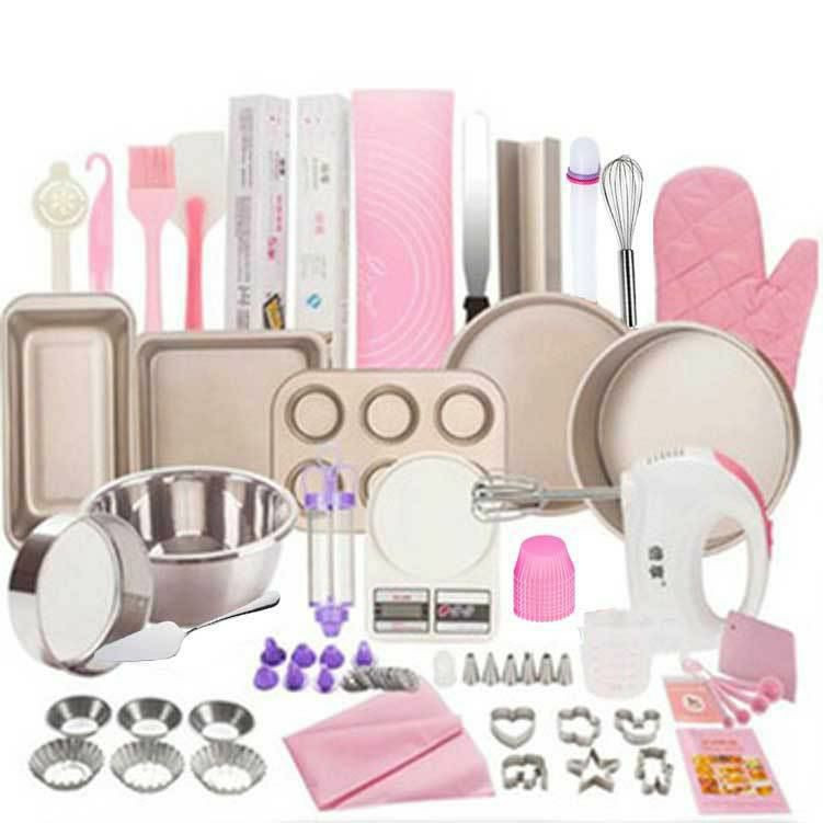 Ensemble complet de pâtisserie pour gâteaux Outils de boulangerie, de cuisson dorées Kit d'ustensiles de cuisson de pâtisserie, cuisson à domicile, ensemble complet de moules à gâteau, plaque à pâtiss