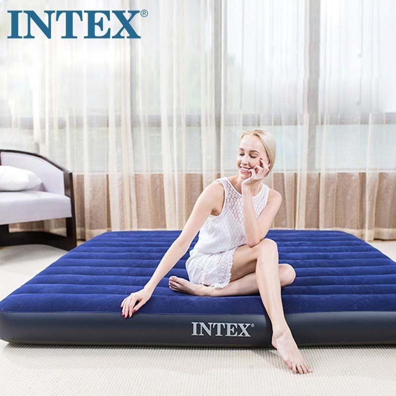 INTEX matelas pneumatique ménage double épaissi lit simple extérieur portable pause déjeuner lit pneumatique pliant lit pneumatique